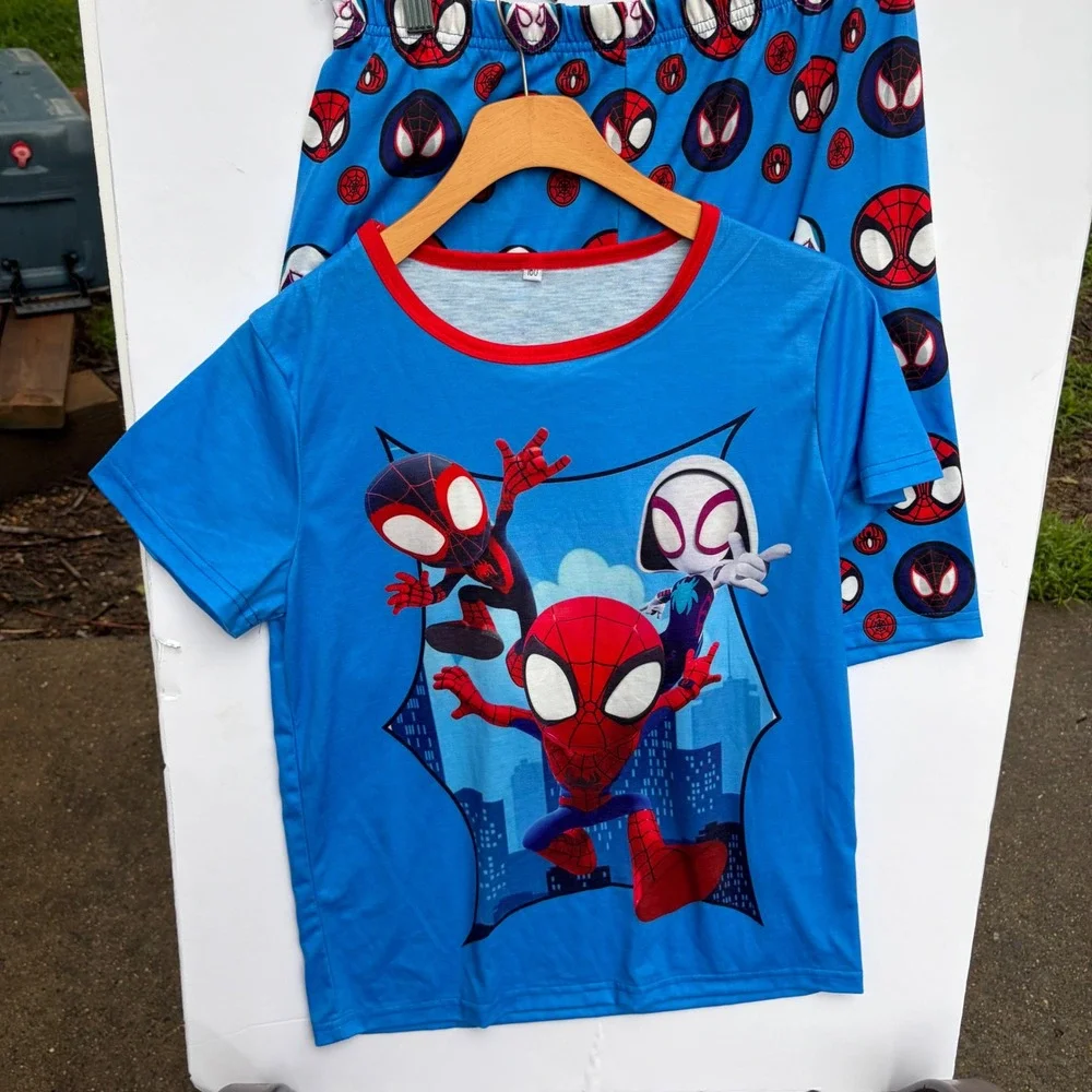 Spider-Man Miles‎ Morales Ghost-Spider Pajama Set Blue Kids Size 160 Shorts Tee
